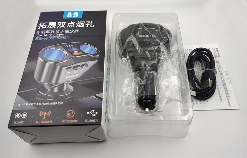 Bluejw 120W Dual USB Car Charger, Super Fast Charging Automobile Adapter with Bluetooth Cigarette Lighter & 1-Year Warranty - Image 1